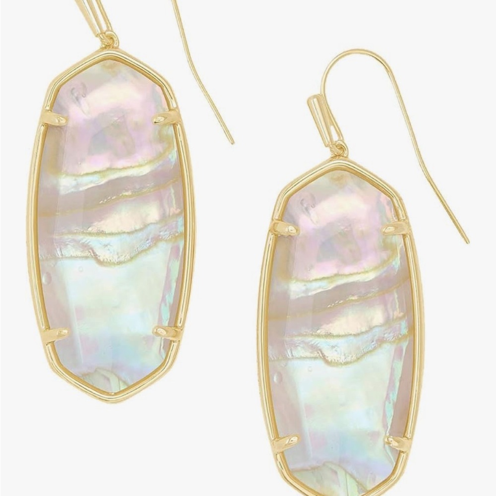 Kendra Scott Elle Faceted Drop Earrings Ivory White Abalone